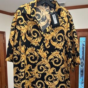 Men’s Versace BAROCCO print silk signature logo shirt size 60/5XL made in Italy